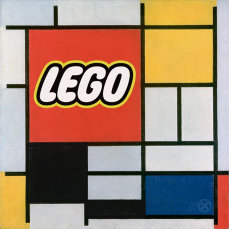 Construction with Large Red Logo, Yellow, Black, Grey and Blue, sponsored by Lego